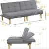 3-in-1 Convertible Futon Sofa Bed Twin, Loveseat Futon Couch Daybed with Folding Adjustable Backless, 2 Piece Small Futon Couch Chairs for Living Room, Apartment, Grey Fabric 306LG1-2PCS - Image 3