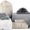 Bedsure Extra Long Twin XL Comforter Set - 14 Pieces Freshman Dorm Laundry Supplies, Grey Bed in a Bag with Comforter Sets, Towel Sets, Mattress Protector, Bedside Caddy, Laundry Bag and Eye Mask - Image 2