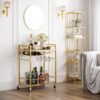 TUTOTAK Bar Cart, Serving Cart for Home, Microwave Cart, Drink Cart, Mobile Kitchen Shelf with Wine Rack and Glass Holder, Rolling Beverage Cart, Gold BC01BB031 - Image 10