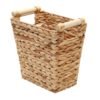 Woven Water Hyacinth Storage Basket Wastebasket Straw Storage Basket Decorative Storage Basket with Wood Handles for Kitchen, Home, Office, Craft, Laundry, Utility Room - Image 2