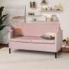 TYBOATLE Sofa Couch, Fabric Modern Small Loveseat for Living Room, 51" W Little Upholstered 2-Seater Mini Love Seats w/Iron Legs for Compact Small Space, Apartment, Bedroom, Dorm, Office (Pink) - Image 4