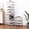 Stackable Small Shoe Rack, Entryway, Hallway and Closet Space Saving Storage and Organization (10-Tier, Black) - Image 3