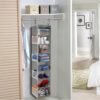 2 Pack Large-Sized Hanging Shoe Organizer 8-Shelf, Hanging Closet Organizer with 8 Side Pockets, Wider Hanging Shelves for Storage Shoes Clothes 9" W × 11.8" D× 48" H, Grey. - Image 3