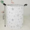 19.7" Round Canvas Large Clothes Basket Laundry Hamper with Handles,Waterproof Cotton Storage Organizer Perfect for Kids Boys Girls Toys Room, Bedroom, Nursery,Home,Gift Basket(Grey Star) - Image 9