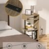 yamagahome End Table with Charging Station, 4-Tier Nightstand with Charger Station, Narrow Side Tables Living Room, Bedroom for Small Spaces, Small Bedside Table with USB Ports and Outlets, Beige - Image 6