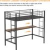 VECELO Loft Bed Twin Size with Desk, Metal Bedframe with Removable Ladder and Safety Guardrail, No Box Spring Needed, Space Saving, Noise Free, Black - Image 6