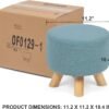 Asense Small Round Ottoman Foot Rest Stool Fabric Padded Seat Footstool Ottoman with Non-Skid Wooden Legs (Light Blue,Fabric) - Image 4