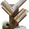 Tajsoon Tree Bookshelf 3 Tier Book Storage Organizer Shelves, Desktop Bookshelf Floor Standing Bookcase Display for CDs/Magazine/Books, Small Bookshelf for Bedroom, Living Room Office, Rustic Brown - Image 2