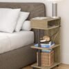 yamagahome End Table with Charging Station, 4-Tier Nightstand with Charger Station, Narrow Side Tables Living Room, Bedroom for Small Spaces, Small Bedside Table with USB Ports and Outlets, Beige - Image 8
