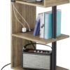 yamagahome End Table with Charging Station, 4-Tier Nightstand with Charger Station, Narrow Side Tables Living Room, Bedroom for Small Spaces, Small Bedside Table with USB Ports and Outlets, Beige - Image 2