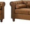 Air Leather Upholstered Sofa Couch Set of 2, 2-Piece Living Room Set, Including Rolled Arm 3-Seater Sofa and Loveseat - Image 4