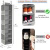 2 Pack Large-Sized Hanging Shoe Organizer 8-Shelf, Hanging Closet Organizer with 8 Side Pockets, Wider Hanging Shelves for Storage Shoes Clothes 9" W × 11.8" D× 48" H, Grey. - Image 4