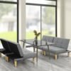 3-in-1 Convertible Futon Sofa Bed Twin, Loveseat Futon Couch Daybed with Folding Adjustable Backless, 2 Piece Small Futon Couch Chairs for Living Room, Apartment, Grey Fabric 306LG1-2PCS - Image 4