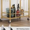 TUTOTAK Bar Cart, Serving Cart for Home, Microwave Cart, Drink Cart, Mobile Kitchen Shelf with Wine Rack and Glass Holder, Rolling Beverage Cart, Gold BC01BB031 - Image 7