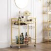TUTOTAK Bar Cart, Serving Cart for Home, Microwave Cart, Drink Cart, Mobile Kitchen Shelf with Wine Rack and Glass Holder, Rolling Beverage Cart, Gold BC01BB031 - Image 2