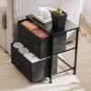 Sweetcrispy End Table with 2 Drawers for Bedroom, Small Bedside Nightstand, Storage Organizer Furniture, Fabric Cabinet Wood Top, Lightweight, Mini Dresser for Clothes, Closet, Dorm, 20" Height - Image 3