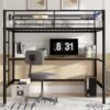 VECELO Loft Bed Twin Size with Desk, Metal Bedframe with Removable Ladder and Safety Guardrail, No Box Spring Needed, Space Saving, Noise Free, Black - Image 7