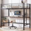VECELO Metal Loft Bed Twin Size with Desk, Heavy Duty Bedframe with Removable Ladder and Safety Guardrail, Space-Saving, Noise Free, No Box Spring Needed, Black - Image 2