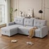 82" L Shaped Sleeper Sofa, Pull Out Couch Bed with Storage Chaise and 3 Tufted Back Cushion for Living Room,Apartment,Office,Light Gray, 82' - Image 2