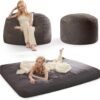 Bean Bag Chair Bed - Bean Bag Bed with Luxury 230GSM Suede Washable Cover, Giant Bean Bag Chairs for Adults 40D Memory Foam, Convertible Beanbag from Chair to Floor Mattress Sofa Bed, (Full, Charcoal) - Image 2