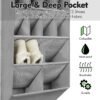 2 Pack Over the Door Shoe Organizer, Hanging Shoe Organizer with 32 Large Deep Pockets, Sturdy Oxford 600D Fabric Door Shoes hanger rack for closet,Dorm, Narrow Door, Gray - Image 5