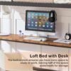 VECELO Metal Loft Bed Twin Size with Desk, Heavy Duty Bedframe with Removable Ladder and Safety Guardrail, Space-Saving, Noise Free, No Box Spring Needed, Black - Image 4