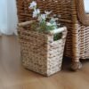 Woven Water Hyacinth Storage Basket Wastebasket Straw Storage Basket Decorative Storage Basket with Wood Handles for Kitchen, Home, Office, Craft, Laundry, Utility Room - Image 3