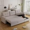 82" Sectional Sofa with Storage Chaise & Pull-Out Bed,L-Shape Convertible 3 Seater Couch W/Tufted Backrest,Reversible Sleeper for Living Room Apartment Office, Beige3 - Image 2