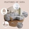 82" L Shaped Sleeper Sofa, Pull Out Couch Bed with Storage Chaise and 3 Tufted Back Cushion for Living Room,Apartment,Office,Light Gray, 82' - Image 5