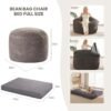 Bean Bag Chair Bed - Bean Bag Bed with Luxury 230GSM Suede Washable Cover, Giant Bean Bag Chairs for Adults 40D Memory Foam, Convertible Beanbag from Chair to Floor Mattress Sofa Bed, (Full, Charcoal) - Image 3