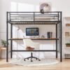 VECELO Metal Loft Bed Twin Size with Desk, Heavy Duty Bedframe with Removable Ladder and Safety Guardrail, Space-Saving, Noise Free, No Box Spring Needed, Black - Image 8