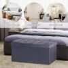 SUPER DEAL Velvet Storage Ottoman Bench Foldable Storage Chest Footrest Toy Box for Entryway, Living Room, Bedroom, 550 lb Load Capacity, 31.4x15.7x15.7 inches Dark Grey - Image 5