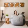 Big Joe Fuf Large Foam Filled Bean Bag Chair with Removable Cover, Gray Plush, Soft Polyester, 4 feet Big - Image 3