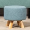 Asense Small Round Ottoman Foot Rest Stool Fabric Padded Seat Footstool Ottoman with Non-Skid Wooden Legs (Light Blue,Fabric) - Image 9