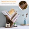 Tajsoon Tree Bookshelf 3 Tier Book Storage Organizer Shelves, Desktop Bookshelf Floor Standing Bookcase Display for CDs/Magazine/Books, Small Bookshelf for Bedroom, Living Room Office, Rustic Brown - Image 6
