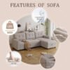 82" Sectional Sofa with Storage Chaise & Pull-Out Bed,L-Shape Convertible 3 Seater Couch W/Tufted Backrest,Reversible Sleeper for Living Room Apartment Office, Beige3 - Image 5