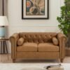 Air Leather Upholstered Sofa Couch Set of 2, 2-Piece Living Room Set, Including Rolled Arm 3-Seater Sofa and Loveseat - Image 6