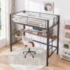 VECELO Metal Loft Bed Twin Size with Desk, Heavy Duty Bedframe with Removable Ladder and Safety Guardrail, Space-Saving, Noise Free, No Box Spring Needed, Black - Image 7