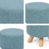 Asense Small Round Ottoman Foot Rest Stool Fabric Padded Seat Footstool Ottoman with Non-Skid Wooden Legs (Light Blue,Fabric) - Image 7