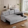 82" L Shaped Sleeper Sofa, Pull Out Couch Bed with Storage Chaise and 3 Tufted Back Cushion for Living Room,Apartment,Office,Light Gray, 82' - Image 8