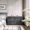 YITAHOME Dresser with 5 Drawers - Fabric Storage Tower, Organizer Unit for Bedroom, Living Room, Closets - Sturdy Steel Frame, Wooden Top (Cool Black Wood Grain) - Image 3