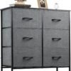 WLIVE Fabric Dresser for Bedroom, 6 Drawer Double Dresser, Storage Tower with Fabric Bins, Chest of Drawers for Closet, Living Room, Hallway, Dark Grey - Image 2