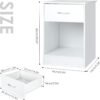 VOWNER White Nightstand with Drawer and Storage Shelf, Bedside Table End Tables, File Cabinet Storage with Sliding Drawers and Shelf for Bedroom - Image 4