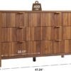 6 Drawer Dresser Cabinet, Long Nightstand with Drawers and Storage Cabinet, Farmhouse Solid Wood Dresser TV Stand, Mid Century Modern Nightstand with 6 Drawer Dresser for Bedroom Closet (Walnut) - Image 4
