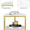 AWQM Marble Side End Table, 3-Tier Sofa Side Table,Small Round Coffee Table Bedside Table, Corner Table w/Metal Frame for Living Room Bedroom, White+Gold - Image 8