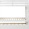 Twin Over Twin Bunk Bed with Trundle and Stairs Storage, Wooden BunkBed Convertible Into 2 Bedframe, for Kids Teens, White - Image 5