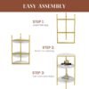 AWQM Marble Side End Table, 3-Tier Sofa Side Table,Small Round Coffee Table Bedside Table, Corner Table w/Metal Frame for Living Room Bedroom, White+Gold - Image 10