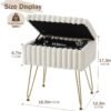 Vanity Stool Chair with Storage Soft Faux Fur Vanity Stool for Makeup Foot Stools Ottoman Make up Small Bench Seat Chairs for Couch Entryway Living Room Bedroom - Image 3