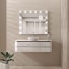 23.62 x 20.7 Inch Lighted Makeup Mirror with 14 LED Bulbs, Touch Sensor, Table and Wall Mounted, Hollywood Mirror with 3 Light Colors - Image 4