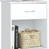 VOWNER White Nightstand with Drawer and Storage Shelf, Bedside Table End Tables, File Cabinet Storage with Sliding Drawers and Shelf for Bedroom - Image 2